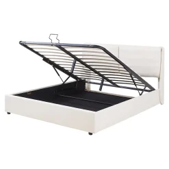 Lit double Lunner 140 x 200 cm beige en.casa