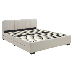 Lit double Nofrenna 140 x 200 cm beige en.casa