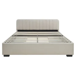 Lit double Nofrenna 140 x 200 cm beige en.casa