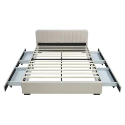 Lit double Nofrenna 140 x 200 cm beige en.casa