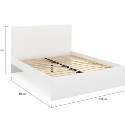 Lit double OMAHA avec tête de lit et sommier 140 x 190 cm blanc