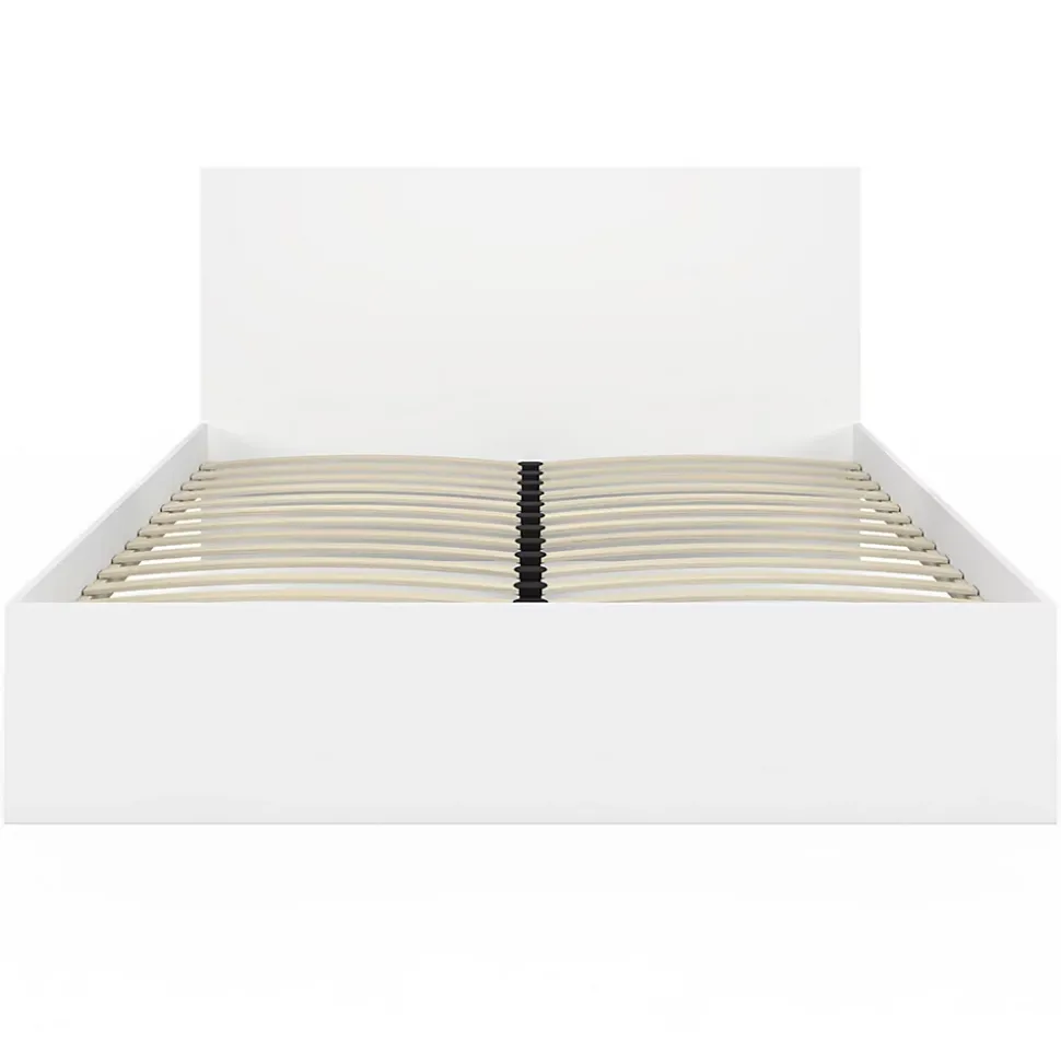 Lit double OMAHA avec tête de lit et sommier 160 x 200 cm blanc