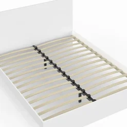 Lit double OMAHA avec tête de lit et sommier 160 x 200 cm blanc