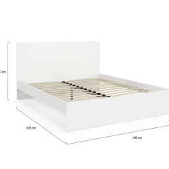 Lit double OMAHA avec tête de lit et sommier 160 x 200 cm blanc