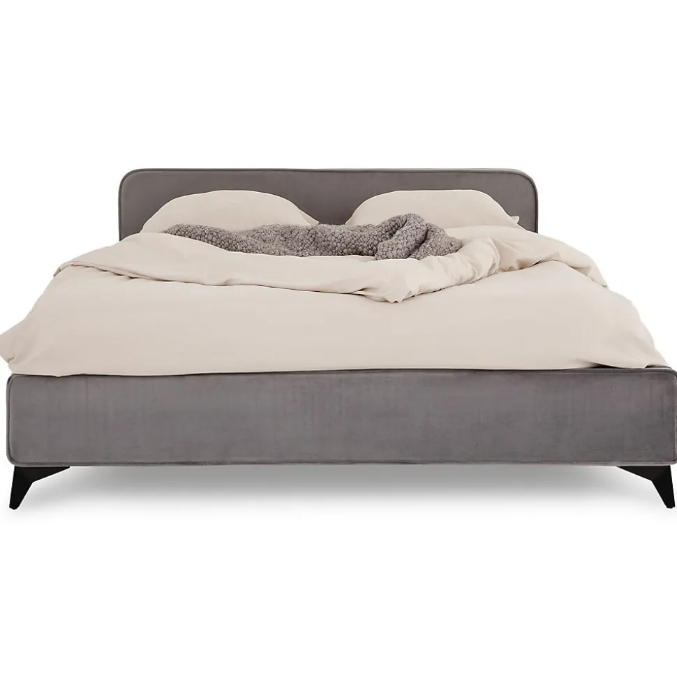 Lit double RAVELLO 140 x 190 cm, revêtement en tissu - Gris