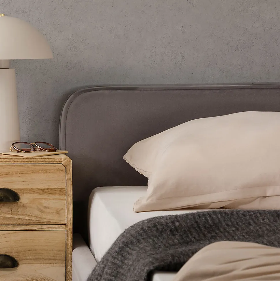 Lit double RAVELLO 140 x 190 cm, revêtement en tissu - Gris