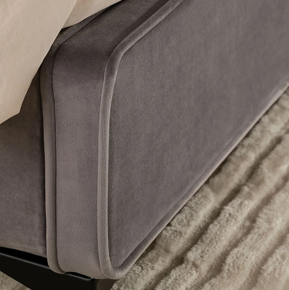 Lit double RAVELLO 140 x 190 cm, revêtement en tissu - Gris