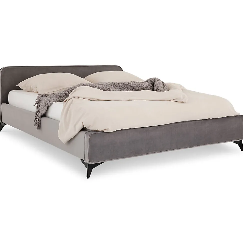 Lit double RAVELLO 140 x 190 cm, revêtement en tissu - Gris