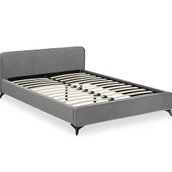 Lit double RAVELLO 140 x 190 cm, revêtement en tissu - Gris