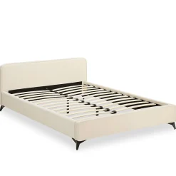 Lit double RAVELLO 140 x 190 cm, revêtement en tissu - Blanc crème