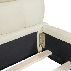 Lit Double Rembourré, à Bulles, 140 X 200 Cm, Avec Sommier à Lattes Et Dossier Souple, Lin, Beige