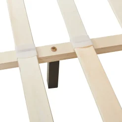 Lit Double Rembourré Albacete Sommier à Lattes Similicuir 140 x 200 cm Gris Foncé Corium