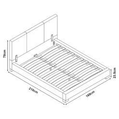 Lit Double Rembourré Albacete Sommier à Lattes Similicuir 160 x 200 cm Noir Corium