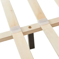 Lit Double Rembourré Albacete Sommier à Lattes Similicuir 160 x 200 cm Noir Corium