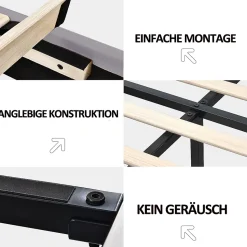 Lit double rembourré 140x200 cm, cadre de lit flottant, rembourré, avec LED, lin, gris