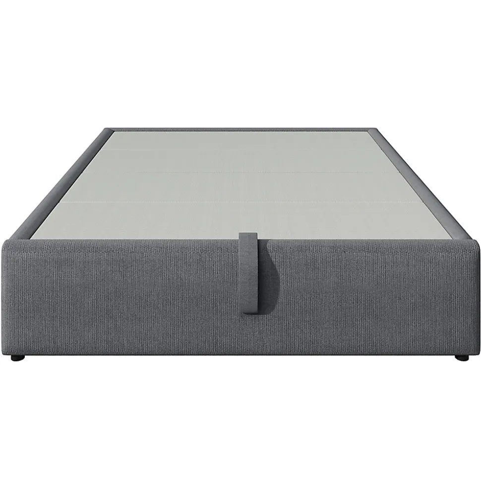 Lit double rembourré 140x200 cm, Lit de rangement Cadre de lit avec USB- C, Sans tête de lit, Coton, Gris,Sans matelas