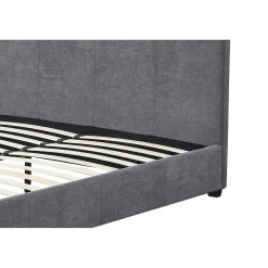 Lit double ROMA 140x200 cm PU gris Sommier inclus Design moderne Structure MDF