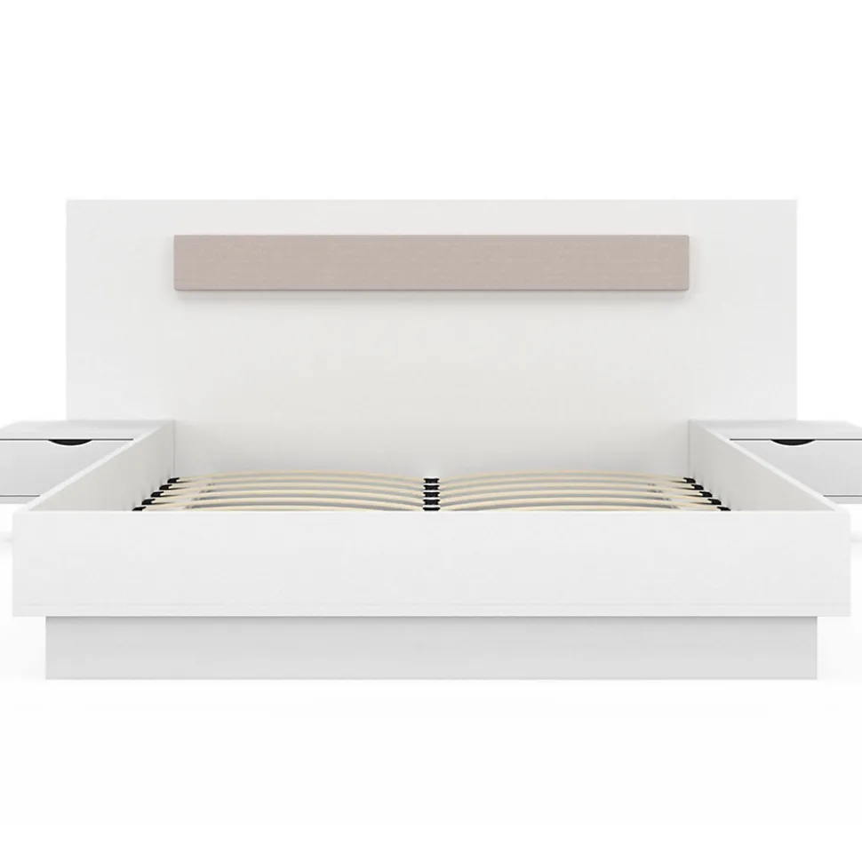 Lit double SANTA avec tête de lit + tables de chevet intégrées et sommier 140 x 190 cm blanc
