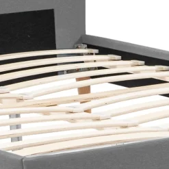 Lit double scandinave BALTA avec tête de lit et sommier 160 x 200 cm tissu gris clair