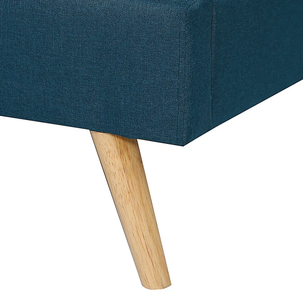 Lit double scandinave OSLO avec tête de lit et sommier 160 x 200 cm tissu bleu canard