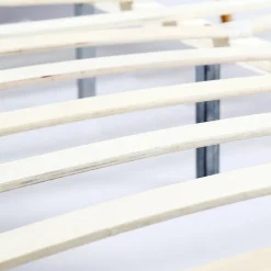 Lit double scandinave OSLO avec tête de lit et sommier 160 x 200 cm tissu gris anthracite