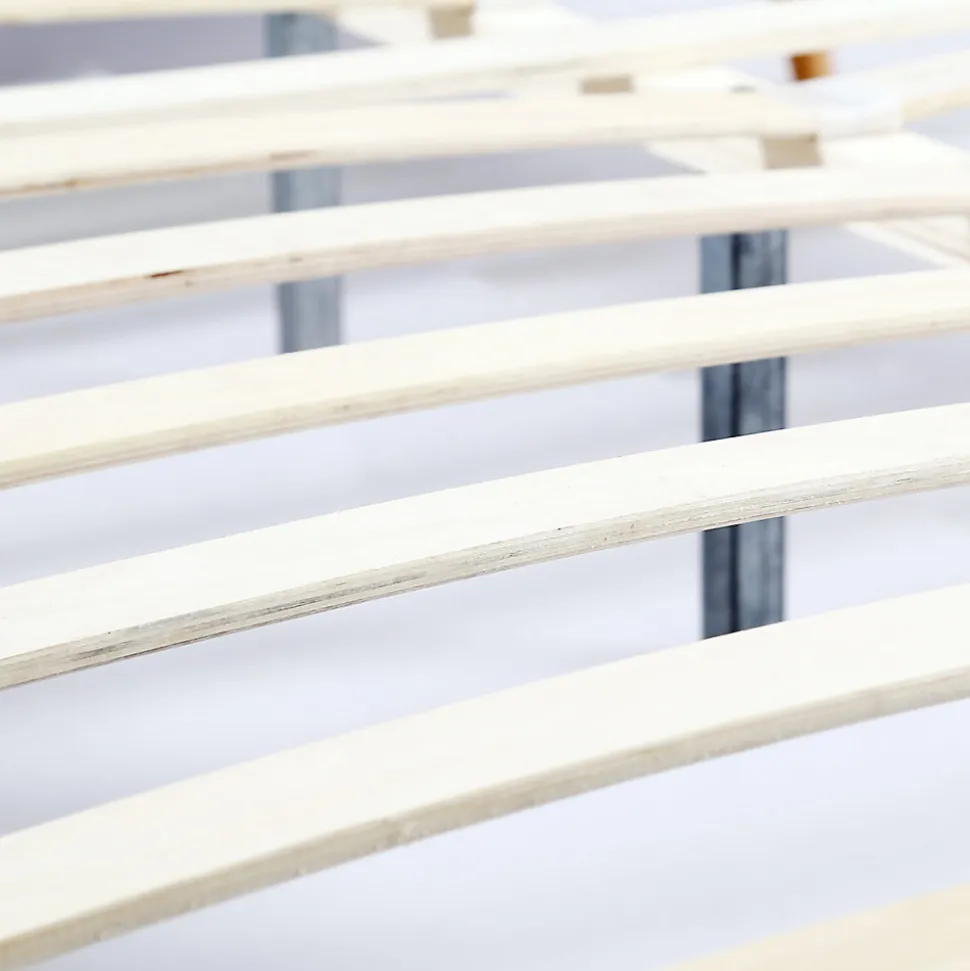 Lit double scandinave OSLO avec tête de lit et sommier 160 x 200 cm tissu gris anthracite