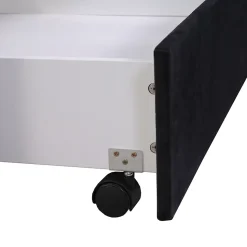 Lit Double 180x200 - Lit Capitonné en Velours Noir avec 2 Tiroirs, Lit Adulte Moderne avec Rangement