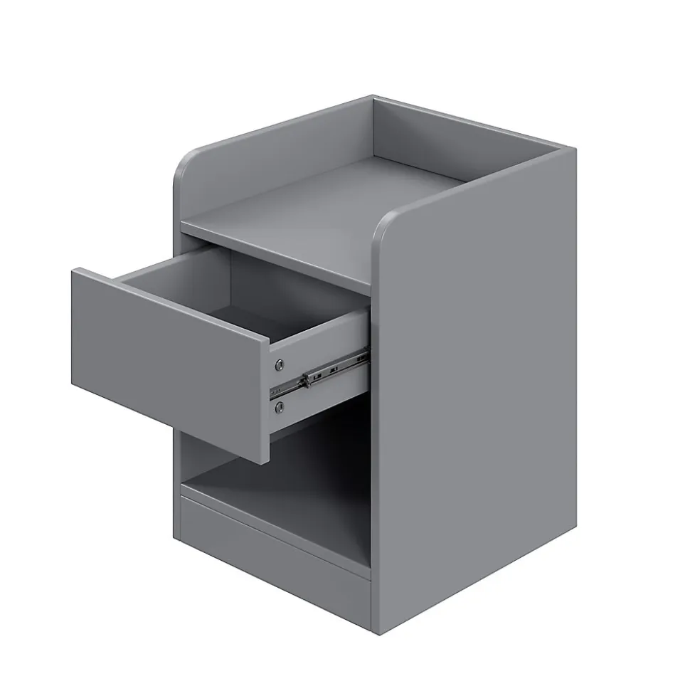 Lit Double 140x200 cm - avec Rangement Intégré et Tiroirs Latéraux, Banc Coffre pour Gain de Place - Gris