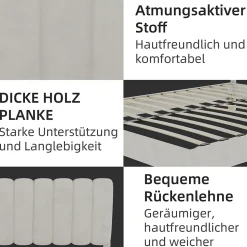 Lit Double 160x200 cm - avec Tête de Lit Douce et Base Basse Anti-Poussière, Cadre Confortable, en Velours, Beige, Sans Matelas