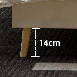 Lit Double 160x200 cm - avec Tête de Lit Douce et Base Basse Anti-Poussière, Cadre Confortable, en Velours, Beige, Sans Matelas