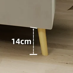 Lit Double 140x200 cm - Cadre Moderne, Revêtement en Velours, sans Matelas, Beige