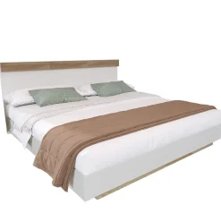 Lit double 180x200 cm - Lit adulte flottant en bois massif avec sommier à lattes - Bois massif - Sans Matelas - Naturel