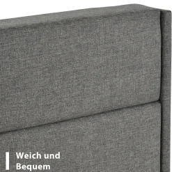 Lit double 140x200 cm - Lit adulte double capitonné avec sommier à lattes - Lin - Sans Matelas - Gris Foncé