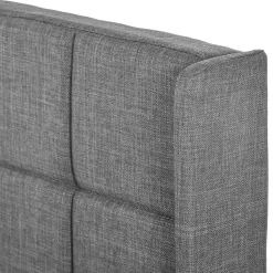 Lit double 140x200 cm - Lit adulte capitonné avec sommier à lattes - Lin - avec Matelas - Gris