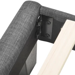 Lit double 140x200 cm - Lit adulte capitonné avec sommier à lattes - Lin - Sans Matelas - Gris