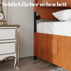 Lit Double 140x200 cm - Lit Adulte en PU avec Têtières Amovibles et Boucles Métalliques - design Moderne - Sans Matelas - Beige