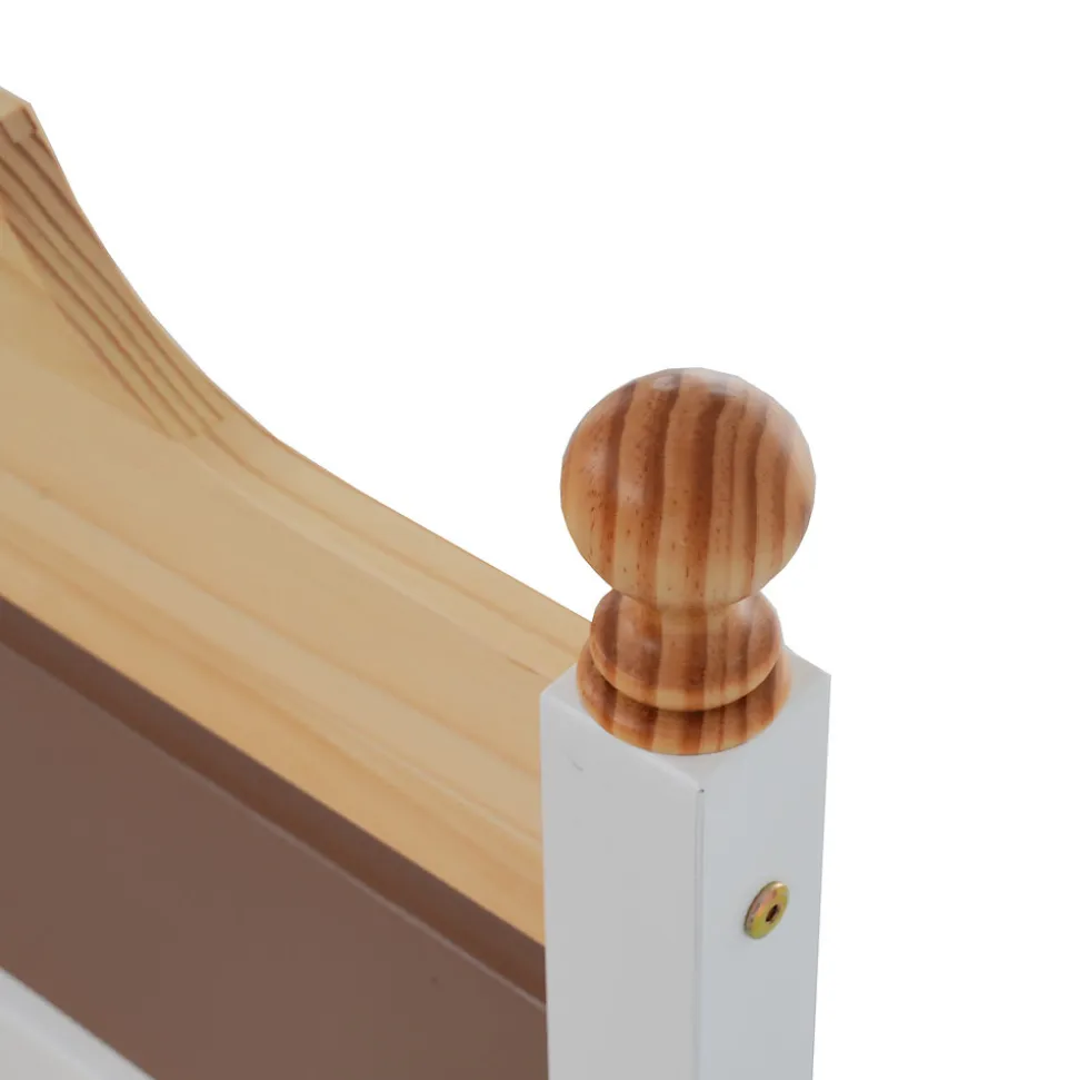 Lit double 140x200 cm - Lit avec tête et pied de lit - Pin + MDF - Sans matelas - Blanc