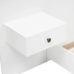 Lit double 160x200 cm - Lit en bois avec 2 tables de chevet et USB - Bois massif - Sans Matelas - Naturel