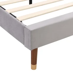 Lit Double 140x200 cm - Lit Rembourré ado - Velours - Sans Matelas - Gris