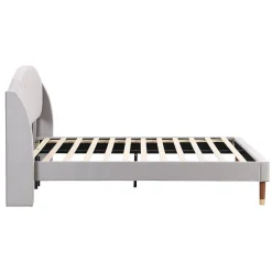 Lit Double 140x200 cm - Lit Rembourré ado - Velours - Sans Matelas - Gris