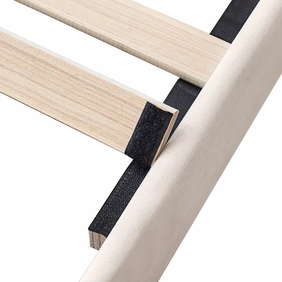 Lit Double 160x200 cm - Lit Rembourré ado - Velours - Sans Matelas - Beige