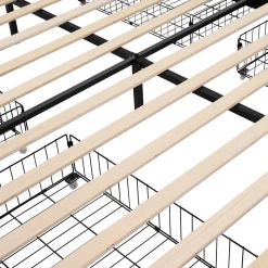 Lit double 160x200 cm rembourré, tête LED, 4 tiroirs, USB, lin beige, sans matelas