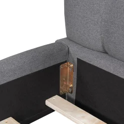 Lit Double 160x200cm, Avec Sommier à Lattes Et Dossier, Avec Cadre Rembourré, Lin, Gris