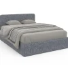 Lit Double 140x190cm en Tissu Gris Anthracite avec Coffre + Sommier