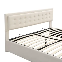 Lit Double 180X200Cm Velours Tiroirs Beige Blackcolors