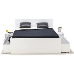 Lit double ZENIA 160x200 + 2 chevets + 2 tiroirs / Blanc