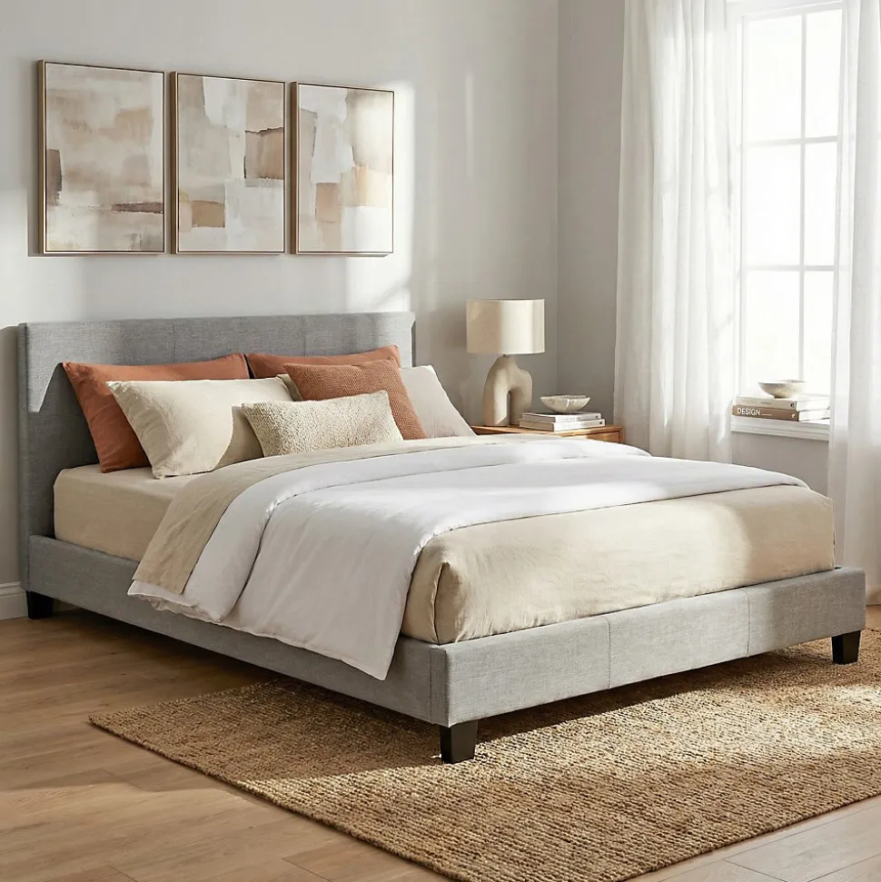 Lit DUBLIN 140x200 + 1 sommier / Gris clair