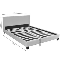 Lit DUBLIN 140x200 + 1 sommier / Gris clair