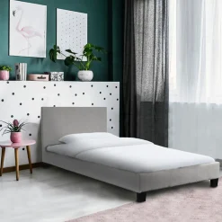 Lit DUBLIN 90x190 + 1 sommier / Gris clair