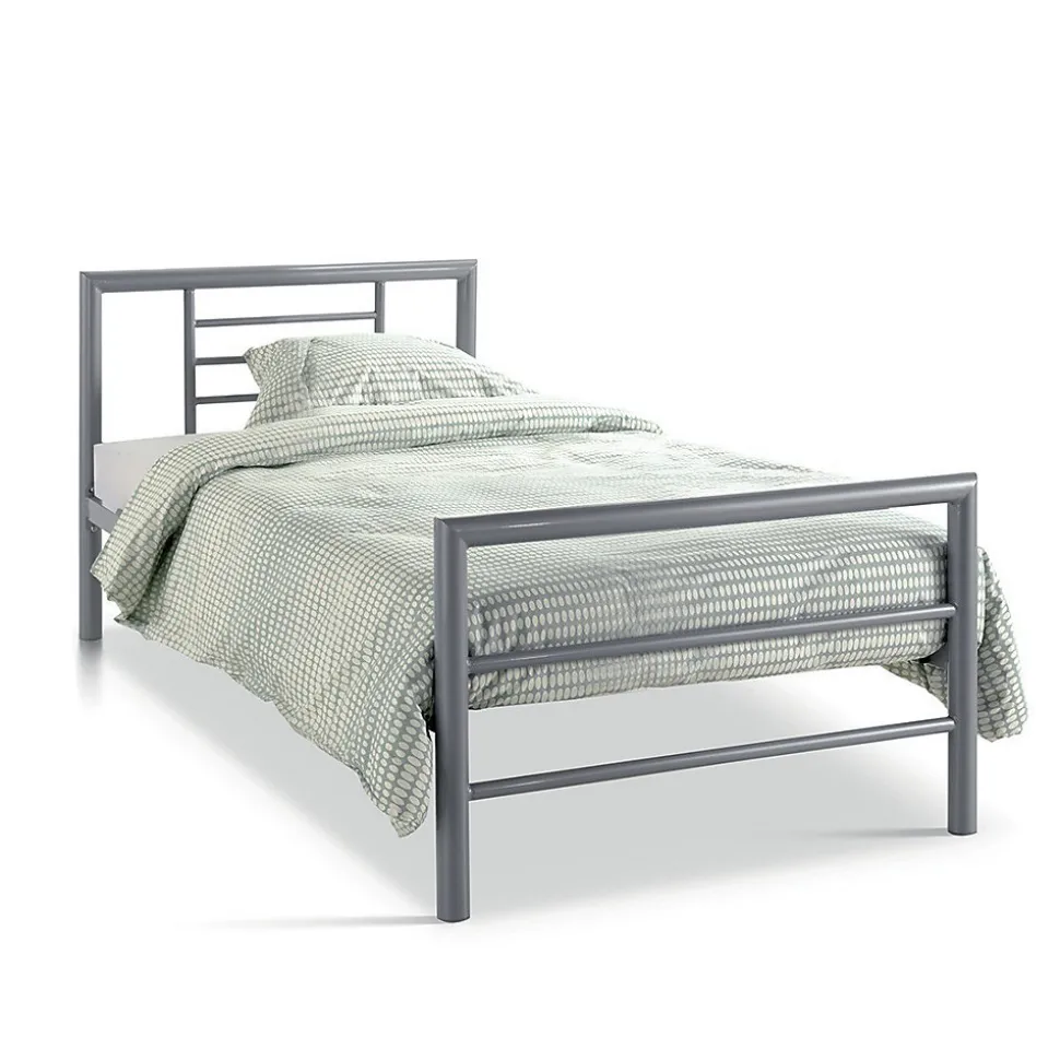 Lit ECHO Lit simple 90x200 cm gris métal avec sommier inclus